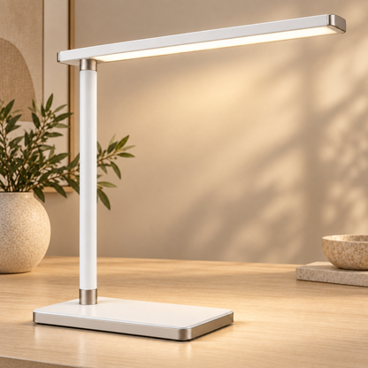 Minimalistische LED-Schreibtischlampe in Weiß – Schlanke Arbeitsleuchte für Büro, Homeoffice und Lesebereich