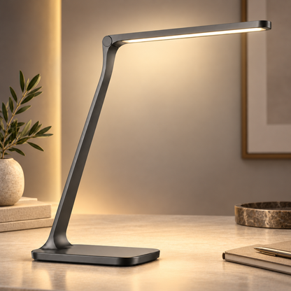 Anthrazitfarbene LED-Schreibtischlampe – Minimalistische Arbeitsleuchte mit schlankem Design für Büro &amp; Homeoffice