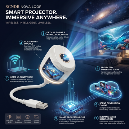🇺🇸𝑺𝑪𝑵𝑫𝑹® 🚀 Smart HD Mini Projector with Auto Focus & 180° Rotation