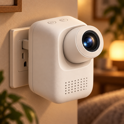 Kompakter Mini-Projektor mit integriertem Netzstecker – Platzsparender Projektor für Schlafzimmer und Wohnbereich