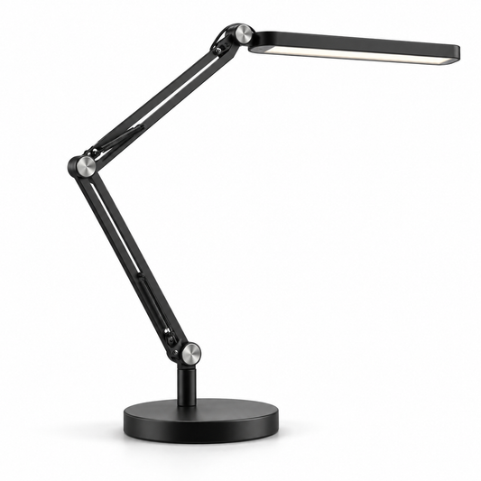 Schwarze LED-Schreibtischlampe mit Gelenkarm – Flexible Arbeitsleuchte für Büro, Homeoffice und Lesebereich