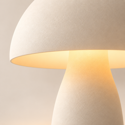 Pilzförmige LED-Tischleuchte in Cremeweiß – Minimalistisches Nachtlicht mit warmem Ambientelicht