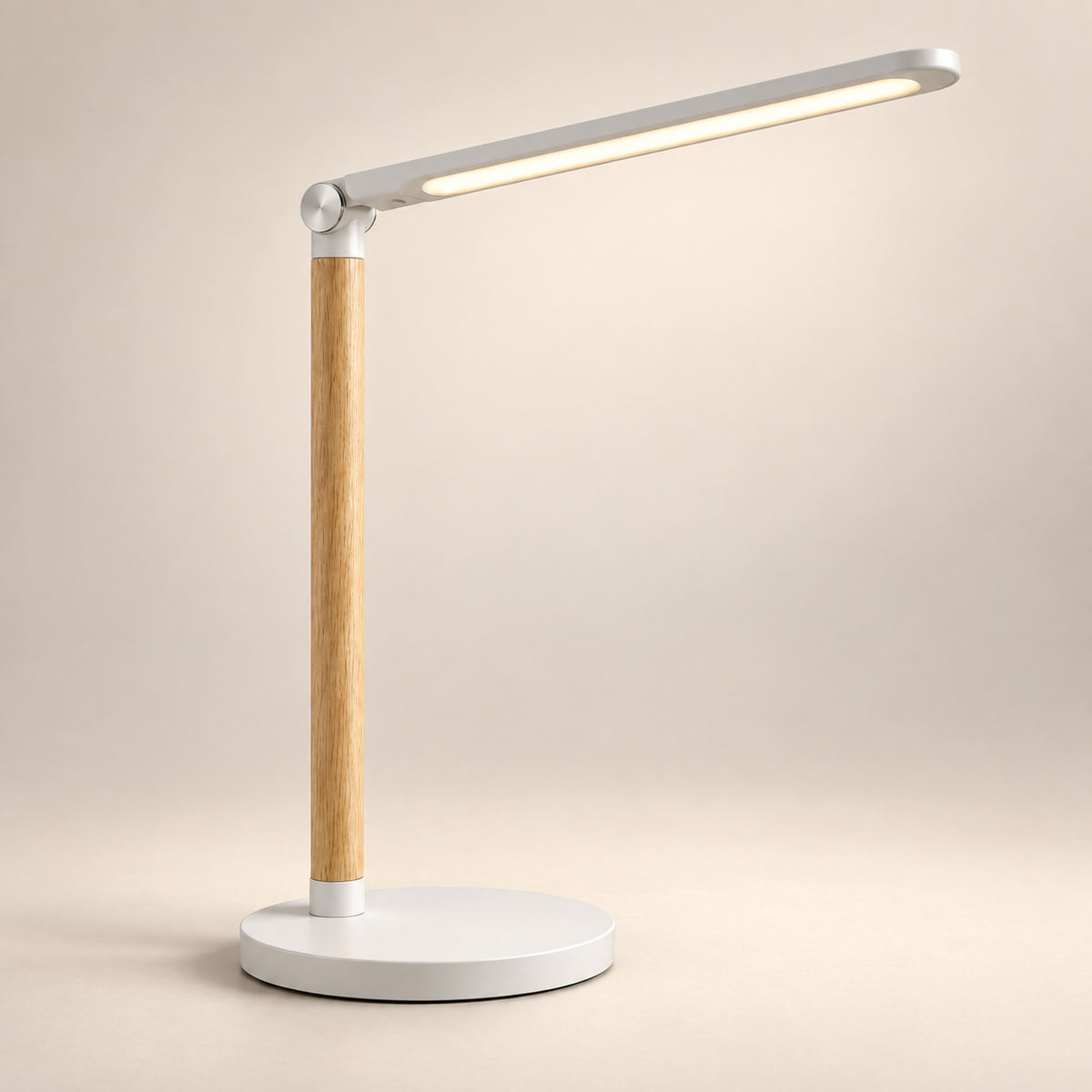 Minimalistische LED-Schreibtischlampe mit Holzoptik – Moderne Arbeitsleuchte für Homeoffice, Lesen und Lernen