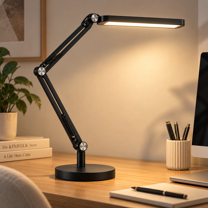Schwarze LED-Schreibtischlampe mit Gelenkarm – Flexible Arbeitsleuchte für Büro, Homeoffice und Lesebereich