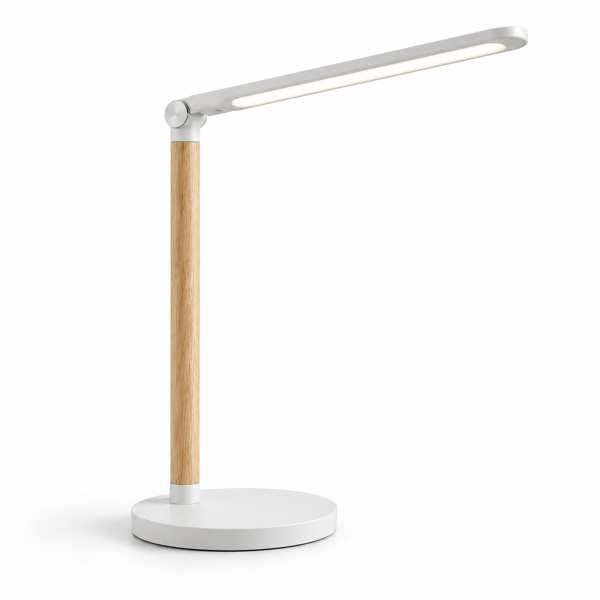 Minimalistische LED-Schreibtischlampe mit Holzoptik – Moderne Arbeitsleuchte für Homeoffice, Lesen und Lernen