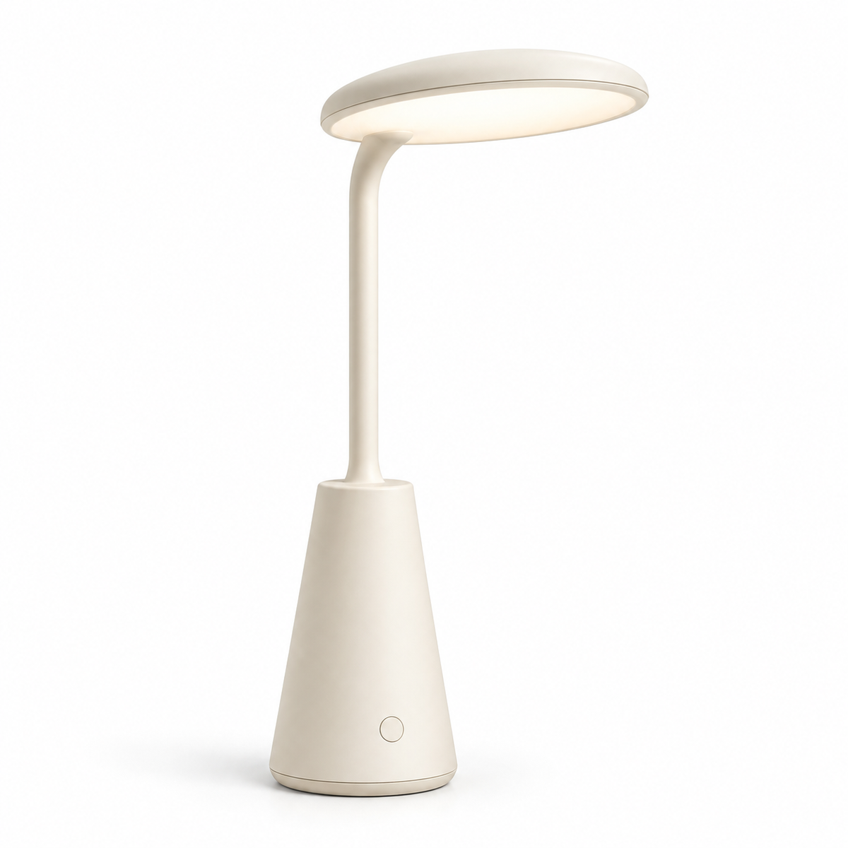 Cremeweiße LED-Tischlampe mit ovalem Leuchtenkopf – Minimalistische Ambientebeleuchtung für Schreibtisch, Nachttisch &amp; Zuhause